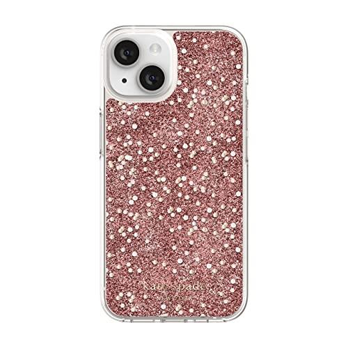 Kate Spade New York Protective Hardshell Case for iPhone 14, Chunky Glitter Rose Gold, 6.1 Inch