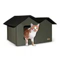 K&H Pet Products Outdoor Cat House Extra-Wide Unheated Olive 26.5 X 15.5 X 21.5 Inches