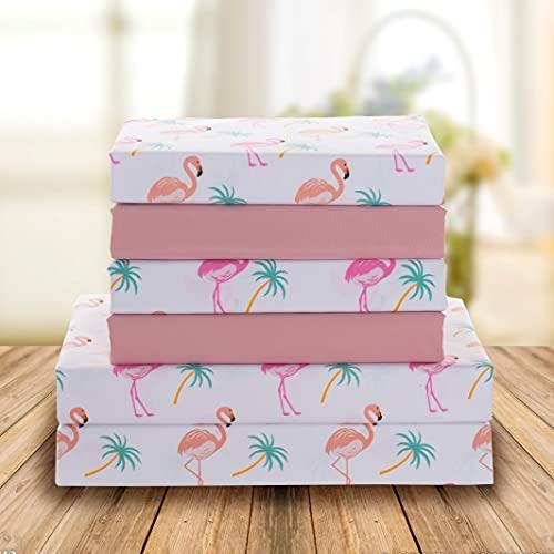 Elegant Comfort Luxury Soft Bed Sheets Flamingo Pattern 1500 Thread Count Percale Egyptian Quality Softness Wrinkle and Fade Resistant (6-Piece) Bedding Set, Queen, Flamingo