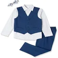 Van Heusen Boys' 4-Piece Formal Suit Set, Vest, Pants, Collared Dress Shirt, and Tie, Blue Jean, 5 Years