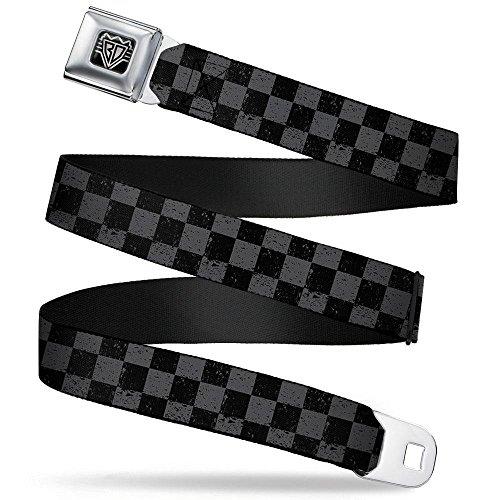 Buckle-Down Unisex-Adult's Seatbelt Belt Checkered XL, Weathered Black/Gray, 1.5"" wide - 32-52 inches in length