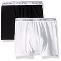 Calvin Klein Big Boys' Modern 2 Pack Cotton Stretch Boxer Brief Black/Classic White, XL (16/18)