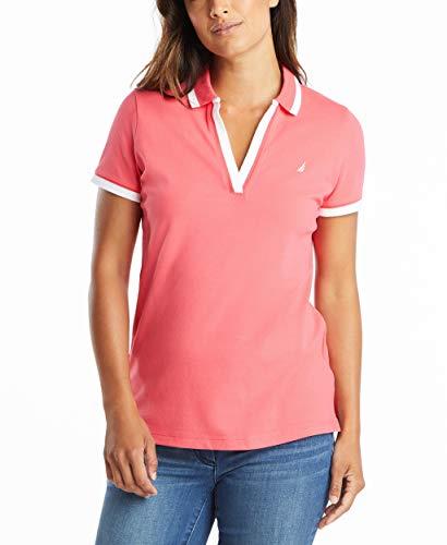Nautica Women's Stretch Cotton Polo Shirt, Rouge Pink, X-Large