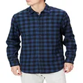 Amazon Essentials Men's Long-Sleeve Flannel Shirt (Available in Big & Tall), Blue, Buffalo Plaid, Large