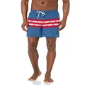 Quiksilver Men's Solid Elastic Waist Volley Boardshort Swim Trunk Bathing Suit, Captains Blue Amazon Volley, X-Large