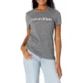 Calvin Klein Women's Logo Short Sleeve Crewneck Tee T-Shirt, Black Heather, M