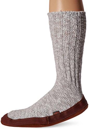 Acorn Unisex Adults Original Sock, Flexible Cloud Cushion Footbed with a Suede Sole, Mid-Calf Length Slipper, Light Grey Cotton Twist, XX-Small US