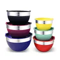 Elite Gourmet EBS-0012 12-Piece Stainless Steel Interior Colored Stackable Nesting Mixing Bowls with Airtight Lids (Set of 6) Space Saving Food Storage, Baking, Melting Chocolate, Multi-Colors