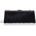 Jessica McClintock Blaire Women's Satin Frame Evening Clutch Bag Purse with Shoulder Chain Included, Navy