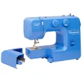 Janome Blue Couture Easy-to-Use Sewing Machine with Interior Metal Frame, Bobbin Diagram, Tutorial Videos, Made with Beginners in Mind!