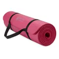 Gaiam Essentials Thick Yoga Mat Fitness & Exercise Mat with Easy-Cinch Carrier Strap, Pink, 72" L X 24" W X 2/5 Inch Thick