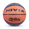 Nivia Graffiti Moulded Basketball | Color: Black & Orange | Size: 7 | Material: Rubber | Suitable for Hard Surface | Ideal for Intermediate, Training, Competition | Machine Stitched | Butyl Bladders
