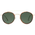 SOJOS Retro Round Double Bridge Polarized Sunglasses for Women Men Twin Beams Circular UV400 Sunnies SJ1104 with Brown Tortoise/Dark Green