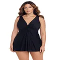 Miraclesuit Women's Plus Size Swimwear Solid Marais Tummy Control V-Neckline Skirted One Piece Swimsuit - Black - 20W
