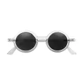 LONDON MOLE Eyewear | Moley Sunglasses | Round Glasses | Fashion Brand | UV400 Protection | Men's Women's Unisex | Spring Hinges | Transparent | Black Lens