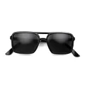 LONDON MOLE Eyewear - Spy Sunglasses - Rectangle Sunglasses - Fashion Brand - UV400 Protection - Retro Sunglasses - Spring Hinges, Black/Black, Lens 39 x 50 mm | Bridge gap 15 mm | Temple 147 mm