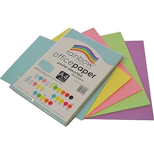 Rainbow A4 Colour Copy Paper 100 Sheets, Pastel Assorted