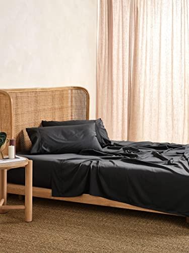 Linen House Nara 400TC Bamboo/Cotton Charcoal Queen Sheet Set
