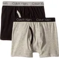 Calvin Klein Boys' Assorted Boxer Briefs (Pack of 2), H.Grey/Black, X-Small