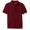 Nautica Boys' Big School Uniform Short Sleeve Polo Shirt, Button Closure, Comfortable & Soft Pique Fabric, Burgundy, 7
