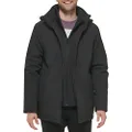 Calvin Klein Men’s Water and Wind Resistant Hooded Coat from Fall Into Winter, Deep Black, Large