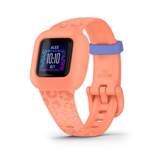Garmin Vivofit Jr. 3, Kids Fitness/Activity Tracker, Peach Leopard