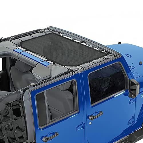 Alien Sunshade Jeep Wrangler JK & JKU (2007-2018) – Front Mesh Sun Shade for Jeep JK Unlimited - Blocks UV, Wind, Noise - Bikini Jkini Top Cover for Sport, Sport S, Sahara, Rubicon (Black)