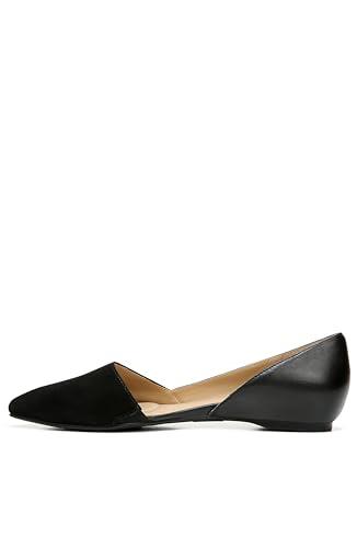 Naturalizer Womens Samantha Comfortable Pointed Toe D'Orsay Slip On Ballet Flat, Black Leather/Suede, 6