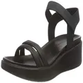 ECCO Women's Flowt Luxery Wedge Ankle Strap Sandal, Black Nubuck, 8-8.5