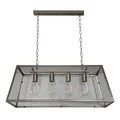 Italux Creswick 4 Light Industrial Metal Pendant, 80 cm x 27 cm x 30 cm Size, Clear/Satin Nickel