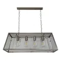 Italux Creswick 4 Light Industrial Metal Pendant, 80 cm x 27 cm x 30 cm Size, Clear/Satin Nickel
