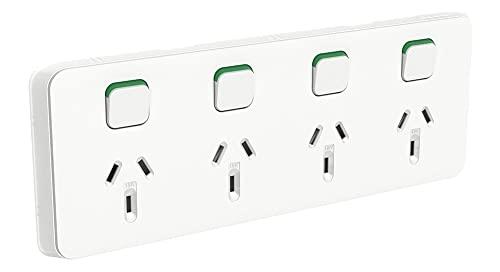 Clipsal Iconic - Skin ONLY - 4 Switches & 4 Sockets - 10 A - Vivid White