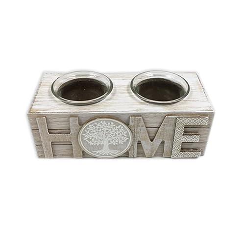 Home Wooden 2 Candle, 18 x 8 x 6 cm