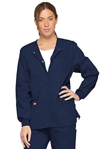 Dickies Women's EDS Signature Scrubs Missy Fit Snap Front Warm-up Jacket, Navy, Large