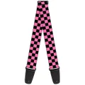 Buckle-Down Premium Guitar Strap, Checker Black/Pink, 29 to 54 Inch Length, 2 Inch Wide