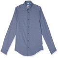 Ben Sherman Men's Long Sleeve Micro Twill Floral Shirt, Cobalt, S