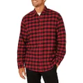 Amazon Essentials Men's Long-Sleeve Flannel Shirt (Available in Big & Tall), Red, Buffalo Plaid, Large