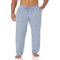 Amazon Essentials Men's Straight-Fit Woven Pajama Pant, Light Blue/Navy, Plaid, Medium