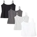 Amazon Essentials Women's Slim-Fit Camisole, Pack of 4, Black/Charcoal Heather/Light Grey Heather, Basic Colors, XX-Large