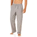 Amazon Essentials Men's Straight-Fit Woven Pajama Pant, Black/Grey, Plaid, Small