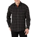 Amazon Essentials Men's Long-Sleeve Flannel Shirt (Available in Big & Tall), Charcoal, Buffalo Plaid, Medium