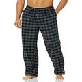 Amazon Essentials Men's Flannel Pajama Pant (Available in Big & Tall), Black/Grey, Buffalo Plaid, X-Small