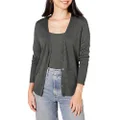 Amazon Essentials Women's Lightweight Vee Cardigan Sweater (Available in Plus Size), Charcoal Heather, Medium