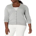 Amazon Essentials Women's Lightweight Vee Cardigan Sweater (Available in Plus Size), Light Grey Heather, XX-Large