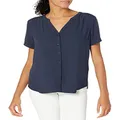 Amazon Essentials Women's Short-Sleeve Woven Blouse, Navy, Small