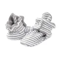 Burt's Bees Baby Unisex Baby Booties, Organic Cotton Adjustable Infant Shoes Slipper Sock, Heather Grey Stripe, 3-6 Months