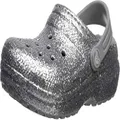 Crocs Unisex Classic Glitter Lined Clog K Water Shoe, Silver/Silver, 6 UK