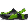 Crocs Unisex Child Kids' Classic Tie Dye | Slip on Shoes for Boys and Girls Clog, Black/Lime Punch, 4 Toddler US