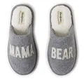 Dearfoams Gifts for Women Matching Christmas Holiday Mama Bear Slipper, Light Heather Grey, 9-10