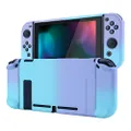 eXtremeRate PlayVital Back Cover for Nintendo Switch Console, NS Joycon Handheld Controller Separable Protector Hard Shell, Soft Touch Custom Protective Case for Nintendo Switch - Gradient Violet Blue